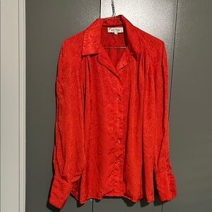 Vintage Red Button Down Blouse